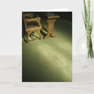 Church Pew in afternoon light  Prague May 2009 Card