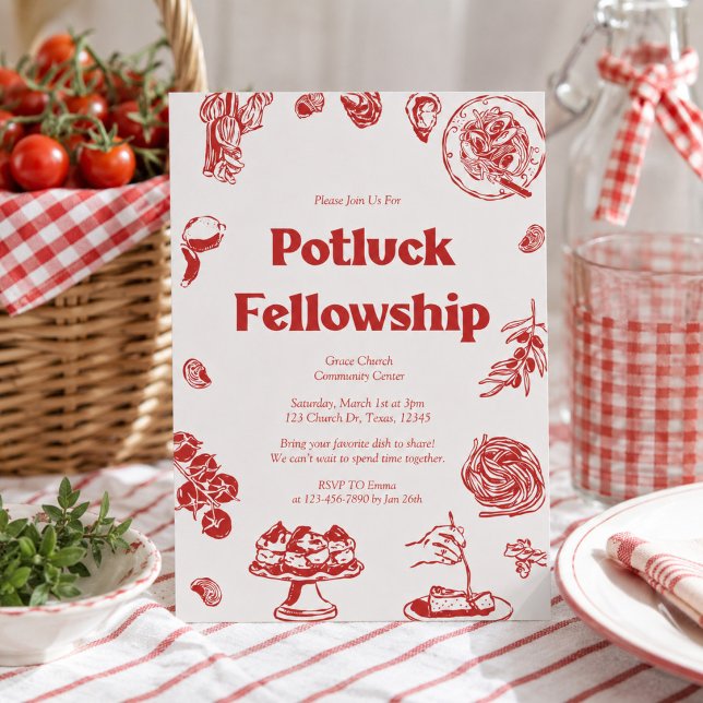 Church Potluck Fellowship Gathering Invitation (Creator Uploaded)
