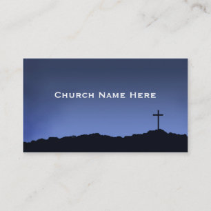 Church / religious Cross Silhouette on a blue sky Business Card