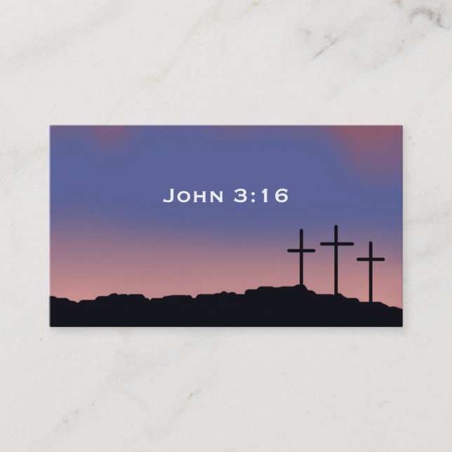 Church / Religious Three crosses Sunset sky Busine Business Card (Front)