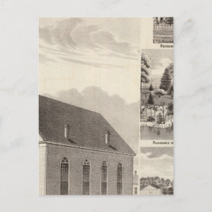 Church, residences & flouring mill postcard