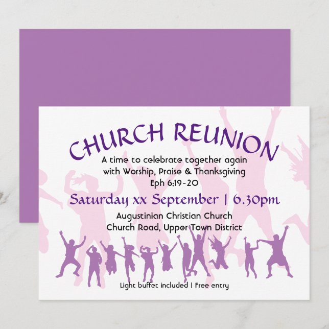 CHURCH REUNION Modern Customisable Mauve Invitation (Front/Back)