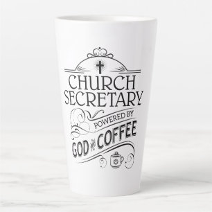 Church Secretary Powered by God & Coffee Latte Mug