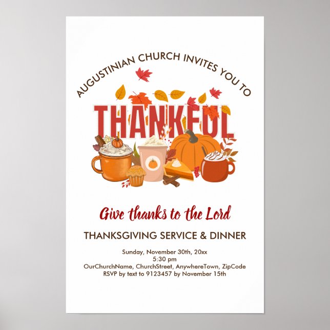 CHURCH SERVICE AND Thanksgiving Dinner Poster (Front)