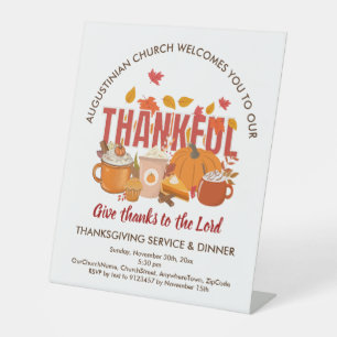 CHURCH SERVICE AND Thanksgiving Dinner Welcome Pedestal Sign