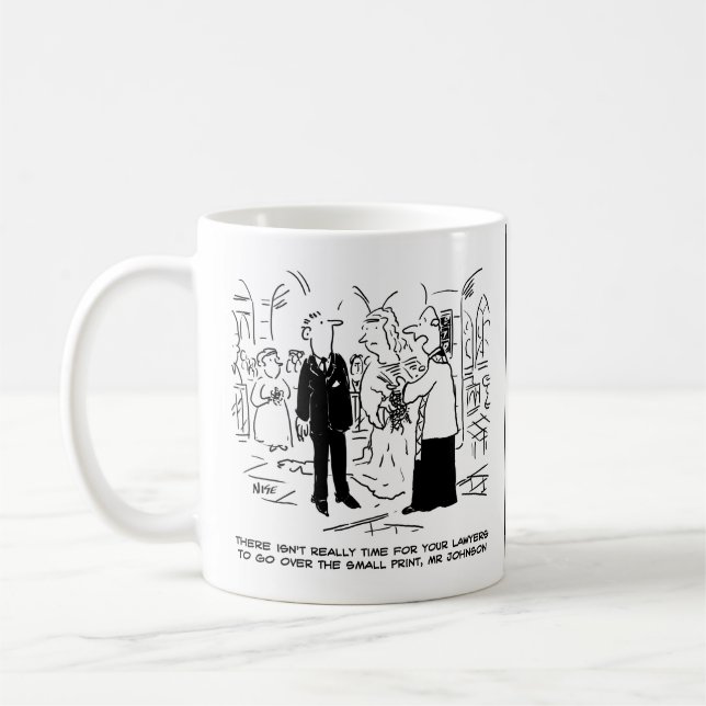 Church Service Wedding Vicar Says No to Lawyers Coffee Mug (Left)