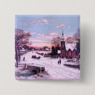 Church Services Christmas Eve Morning 15 Cm Square Badge
