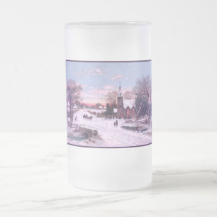 Church Services Christmas Eve Morning Frosted Glass Beer Mug