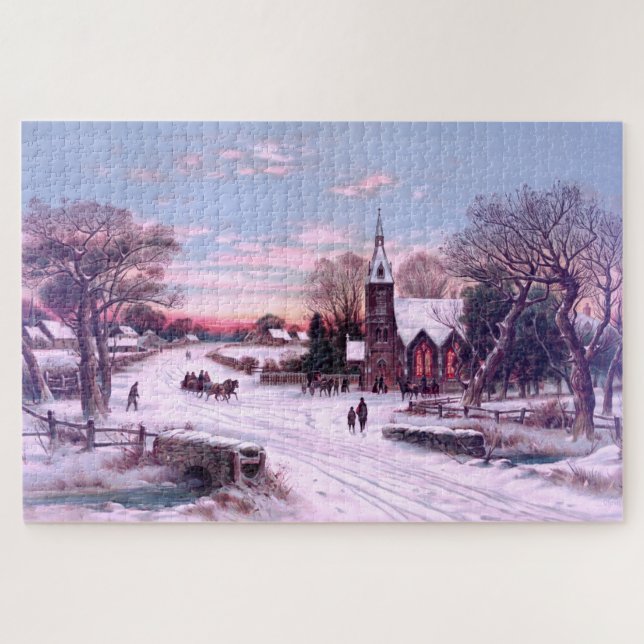 Church Services on Christmas Eve Morning Jigsaw Puzzle (Horizontal)