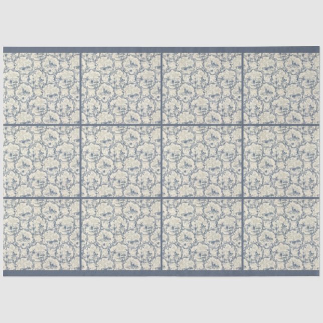 Church & Ships,Windmill & Boats,Delft-inspired Tissue Paper (Front)