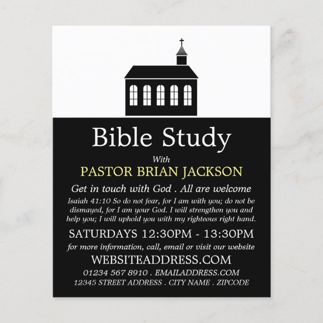 Church Silhouette, Christian Bible Class Advert Flyer (Front)