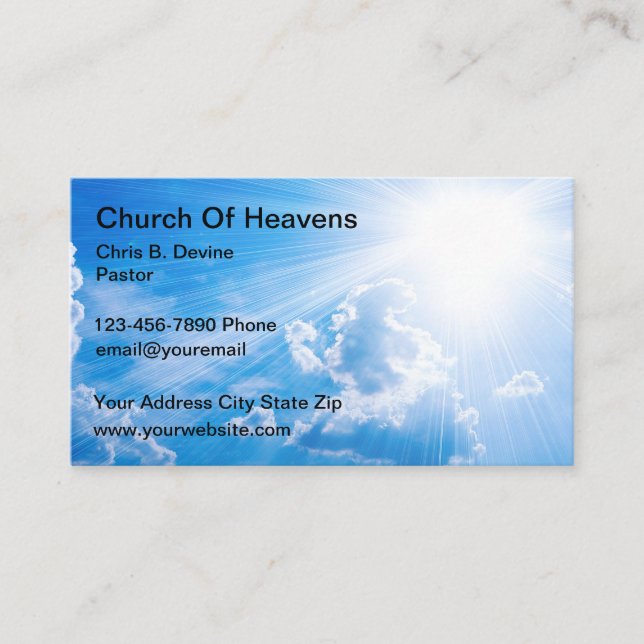 Church Sky Sun Light Beams Business Cards (Front)