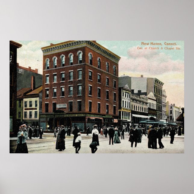 Church St. New Haven 1908 Vintage Poster (Front)