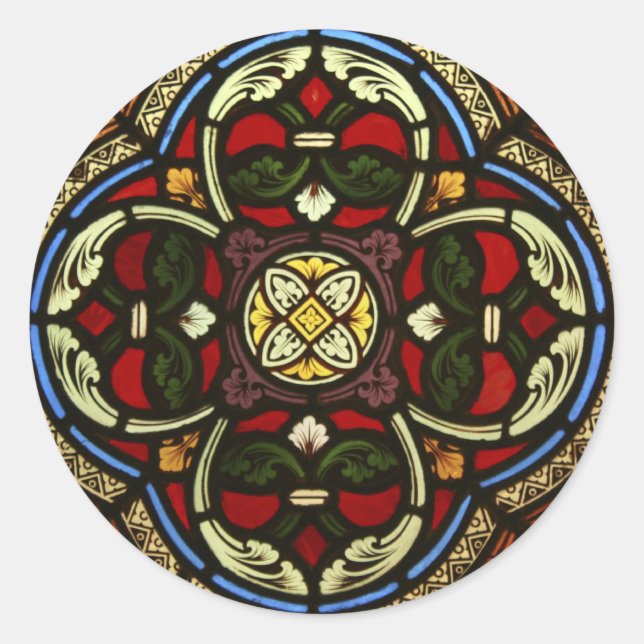 Church Stained Glass Classic Round Sticker (Front)