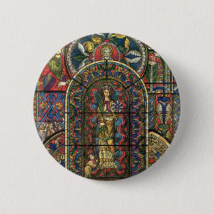 Church Stained Glass Window, Vintage Architecture 6 Cm Round Badge