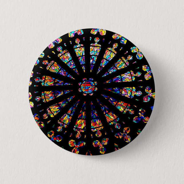church stained glass windows colours 6 cm round badge (Front)