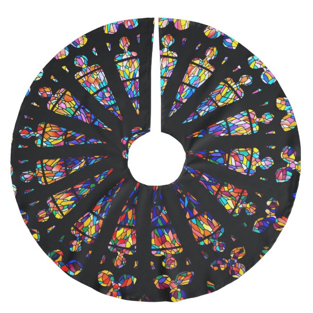 church stained glass windows colours brushed polyester tree skirt (Front)