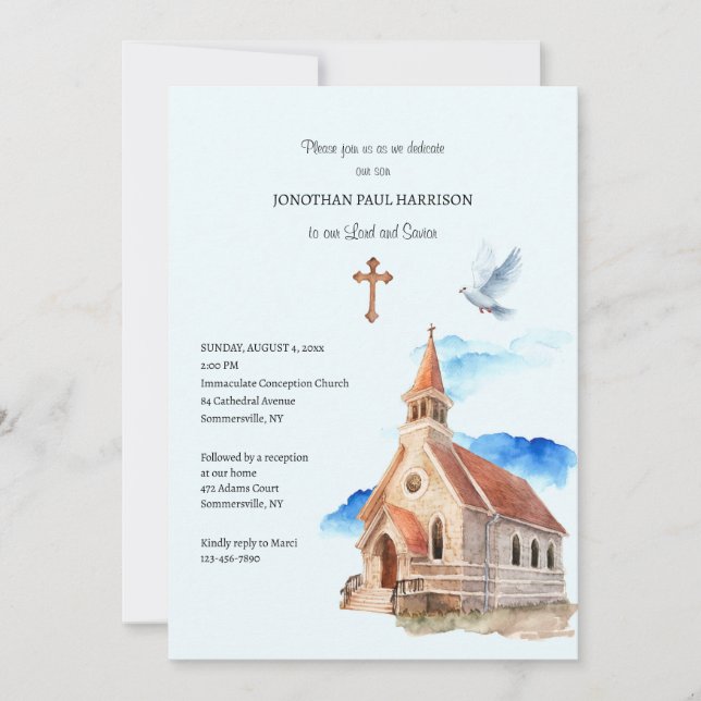 Church Steeple Priest Dedication  Invitation (Front)