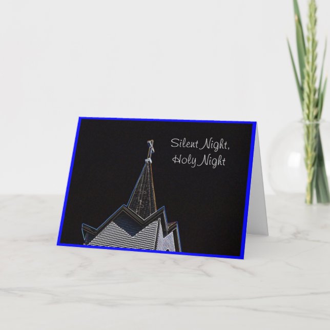 Church Steeple Silent Night Holiday Card (Front)