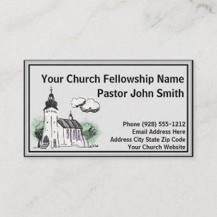Church Steeple Watercolor Church Business Cards