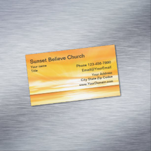 Church Sunset Business Card Magnets