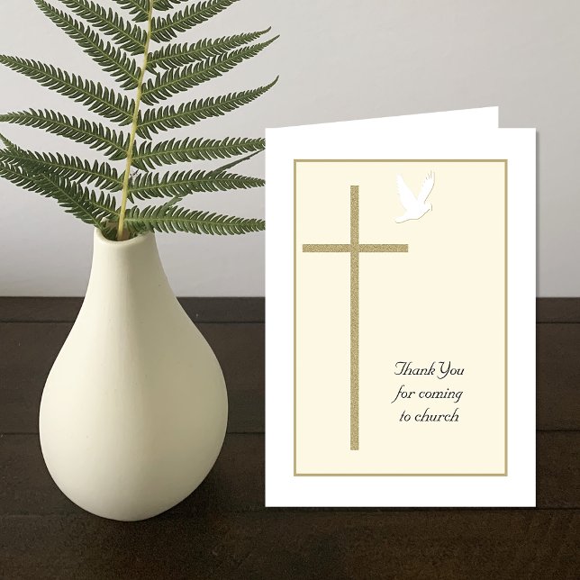 Church Thank You for Coming Cross and Dove Card (Creator Uploaded)