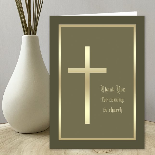 Church Thank You for Coming Gold Cross Card (Creator Uploaded)