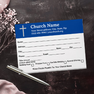 Church Tithes Offering Cross Blue Template Envelope
