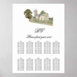 Church Traditional Monogram Wedding Seating Chart