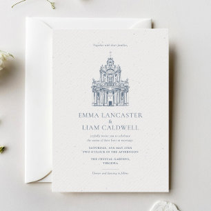 Church Venue Sketch Minimalist Wedding Invitation