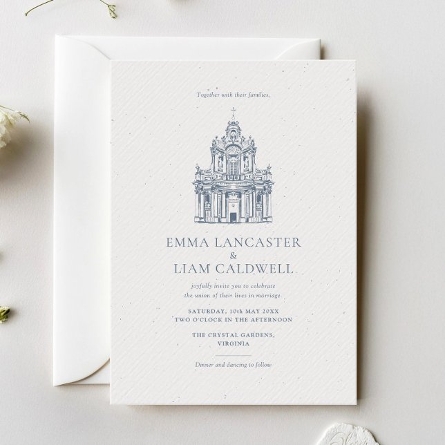 Church Venue Sketch Minimalist Wedding Invitation (Creator Uploaded)