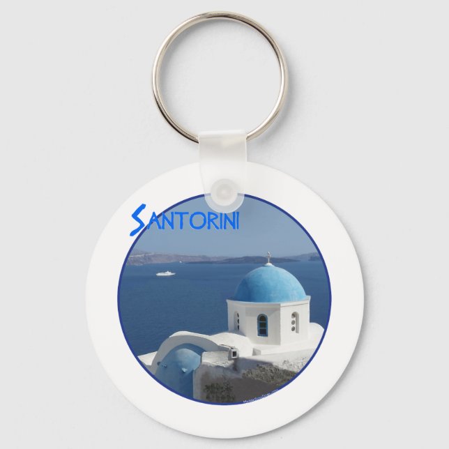 Church Views on Santorini, Greece Key Ring (Front)