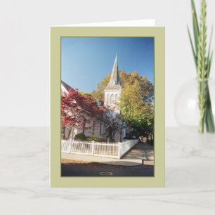 'Church w/ White Picket Fence' Blank Greeting Card