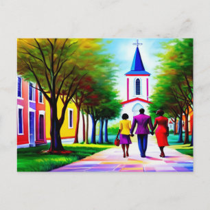 Church Walk Christian Art Postcard