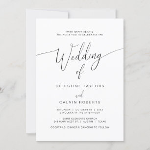 Church Wedding Ceremony Celebration, Modern Script Invitation