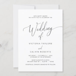 Church Wedding Ceremony Celebration, Modern Script Invitation