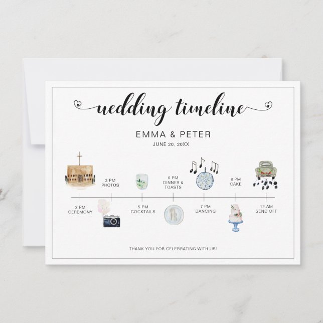 Church Wedding Day Itinerary Timeline  Program (Front)
