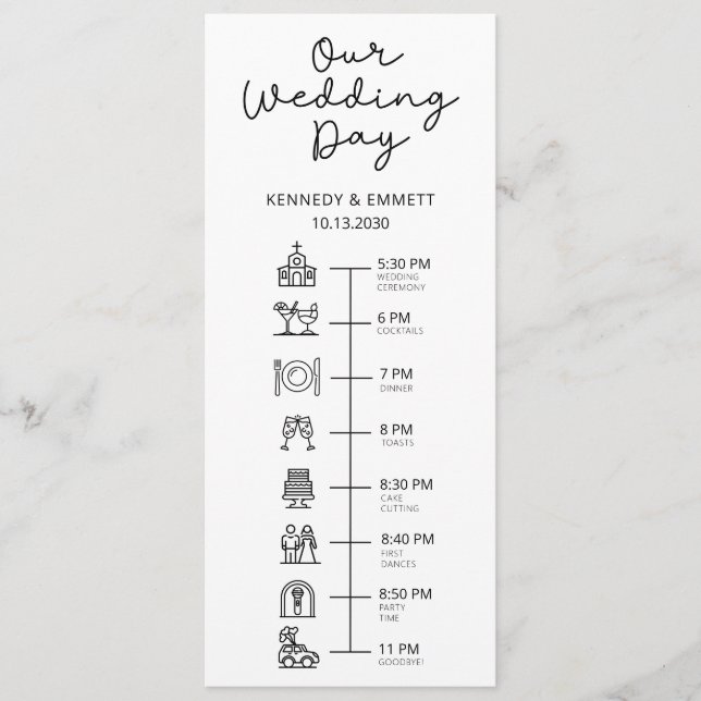 Church Wedding Day Timeline Flat Program Programme (Front)