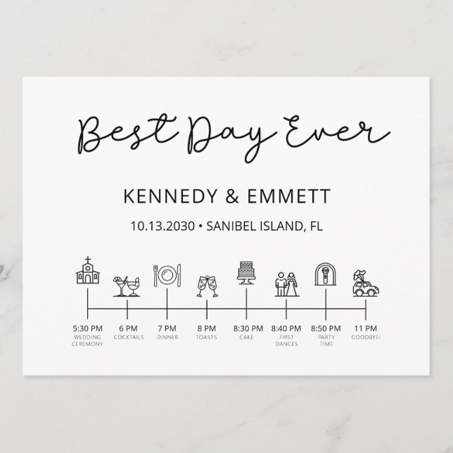 Church Wedding Day Timeline Program Programme (Front)