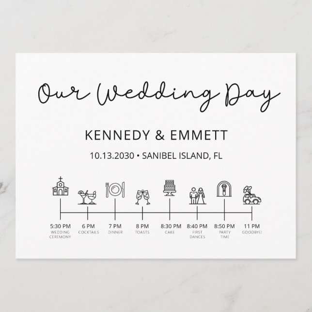 Church Wedding Day Timeline Program Programme (Front)