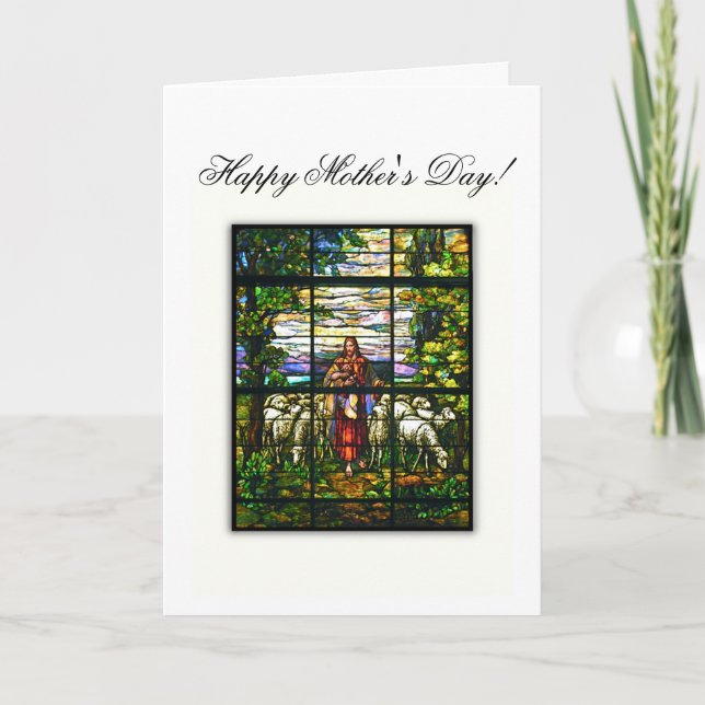 CHURCH WINDOW - EASTER LAMB - Customised Holiday Card (Front)