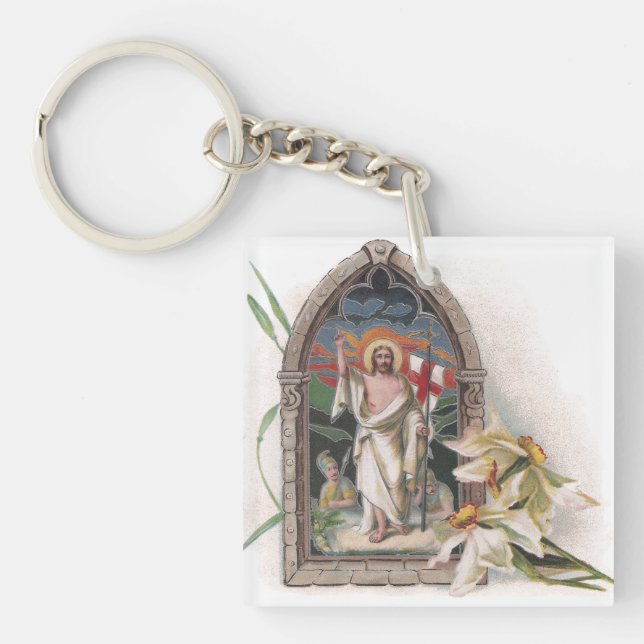 Church Window Resurrection of Christ Key Ring (Front)