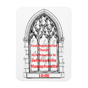 Church Window With Church Details - Customisable Magnet