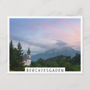 Church with Alps mountains at sunset Postcard
