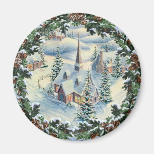 CHURCH & WREATH by SHARON SHARPE Magnet