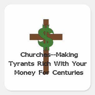 Churches Heart Money Square Sticker