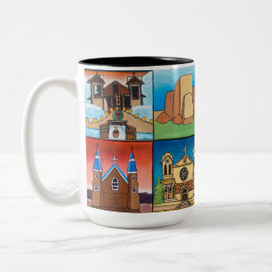 Churches of New Mexico! Original art! Two-Tone Coffee Mug