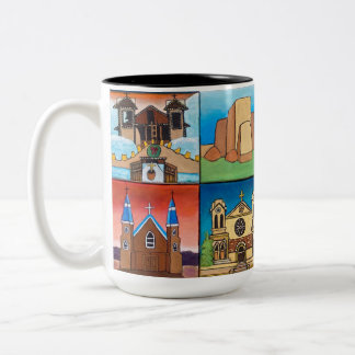 Churches of New Mexico! Original art! Two-Tone Coffee Mug