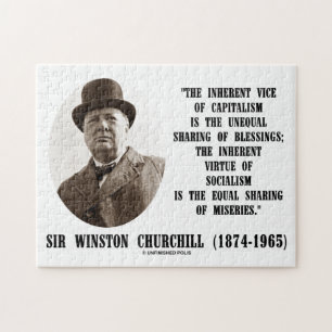 Churchill Inherent Vice Of Capitalism Virtue Quote Jigsaw Puzzle