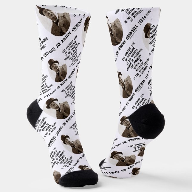 Churchill Inherent Vice Of Capitalism Virtue Quote Socks (Angled)